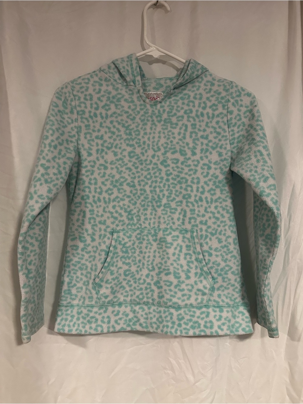 Kids Hooded Sweatshirt in Aqua Leopard Print